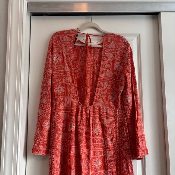 Zara Women’s Embroidered Maxi Dress L Open Back Blogger’s Favorite Orange - Picture 10 of 13